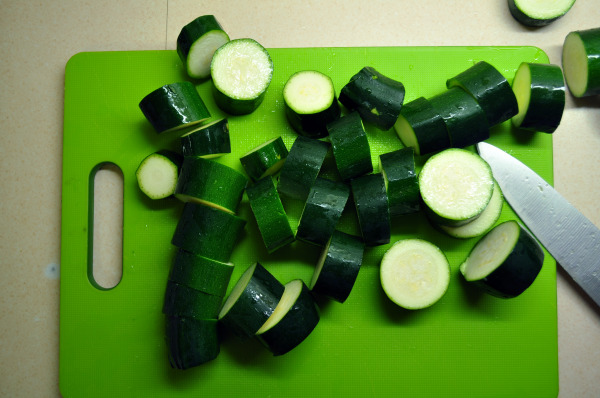 Chopped courgettes