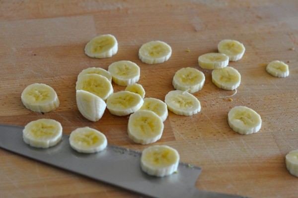 Chopping bananas