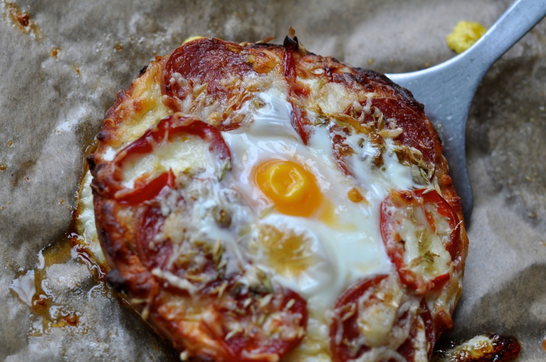 Bagelpizzas with roquito peppers and egg The Copper Kettle