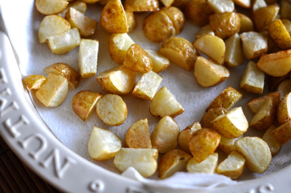 Potato cubes fried