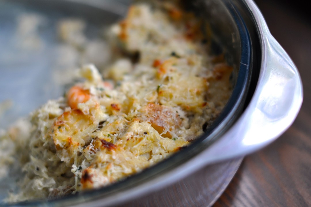 Salted cod with cream and prawns The Copper Kettle