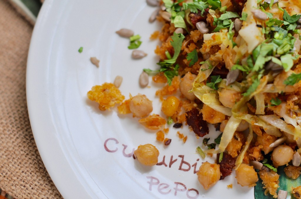 Migas with chickpeas and cabbage