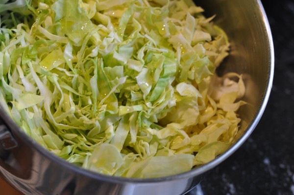 Sweetheart cabbage cooking with oil